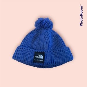 The North Face hat XS 6 - 24 months blue pompom knit beanie cap